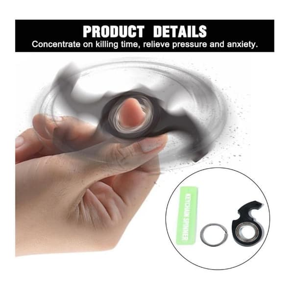 2-delt Fidget Spinner Nøglering, Bærbar Spinnende Nøglering, Multifunktionelt Nøgle Spin Legetøj, Afslapning, Kedsomheds-aflaster