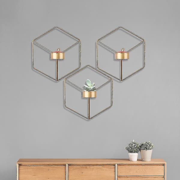 Nordisk stil 3D geometrisk lysestake metall vegglysestake hjemmedekorasjonspynt