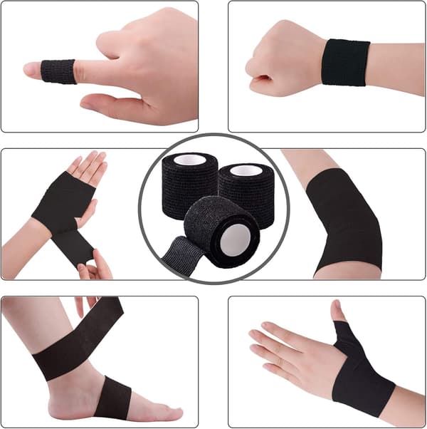 30 ruller (sort, 5 cm x 4,5 m) Elastisk selvklæbende bandage, sportstape til fingre, hænder, fødder, håndled [RONg]