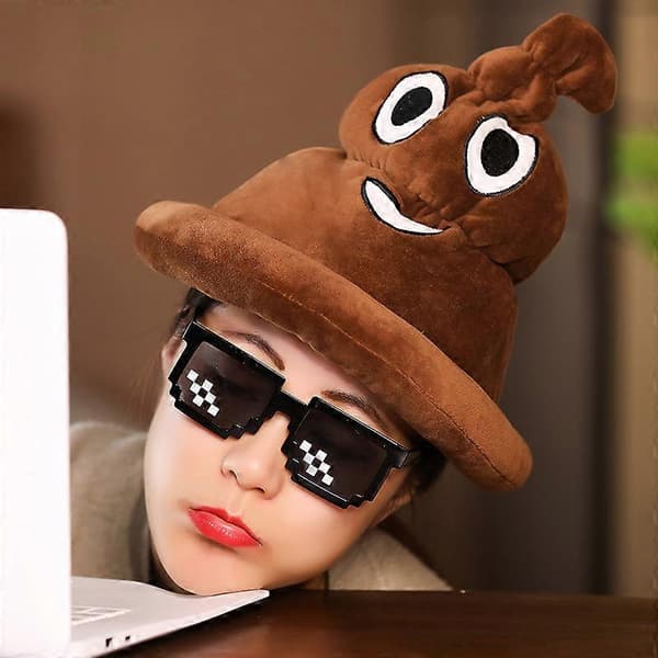 Nyhet Brun Emoticon Bæsj Hatt [RONg]