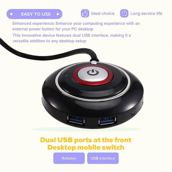 Datamaskin stasjonær bryterknapp med doble USB-porter