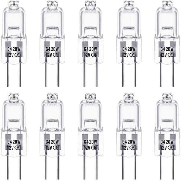 G4 halogenpærer, 12v 20w halogen stiftsokkellampe, 2800k varmhvit, dimbar, G4 lavvolt halogen