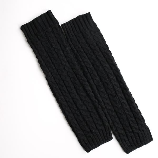 Varme strikkede benvarmere 1 par Svart [RONg]