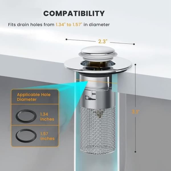 Afløbsfilter - Rustfrit stål - 2 stk - Universal - Anti-blokering - Pop-up [RONg]