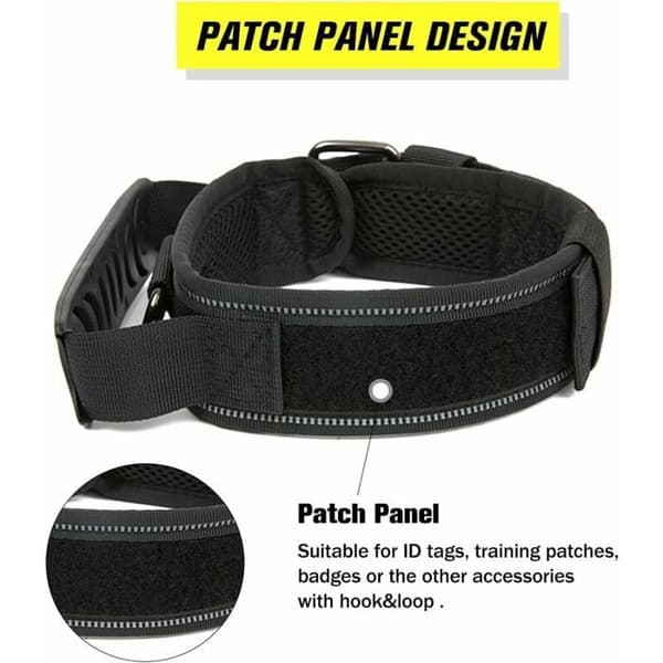 Tactical Dog Collar - K9 Model - Adjustable - Padded - Size L - Black [RONg]
