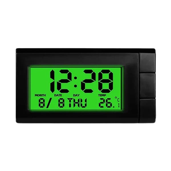 Bil Digitalt Ur Termometer Instrumentbræt Skrivebord LCD Display Auto Interiør Indretning [RONg]
