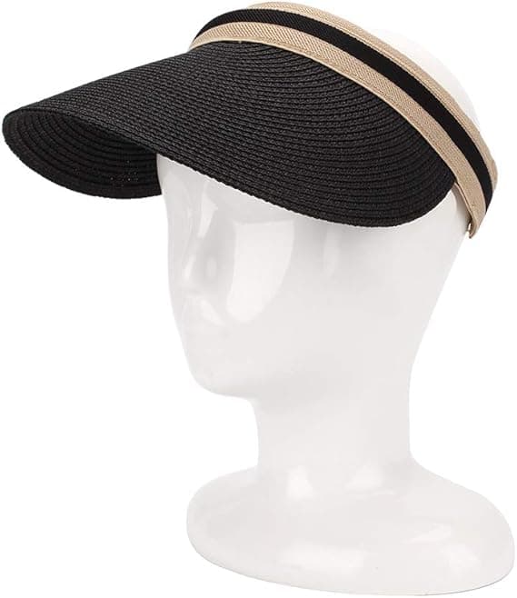 Dame sommerhat bredskygget strandstråhat solhat til kvinder alsidig solbeskyttelse sort [RONg] black