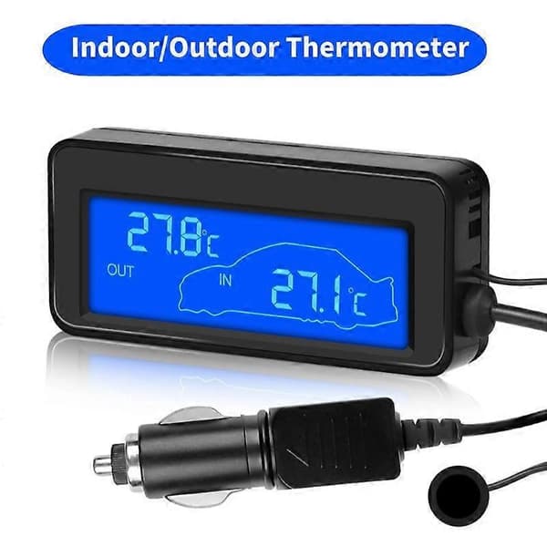 Bil Inomhus/Utomhus Termometer med Sensor Mini LCD Digital Display Temperatur Auto 12V Digital Termometer Bekväm med Blå [RONg]