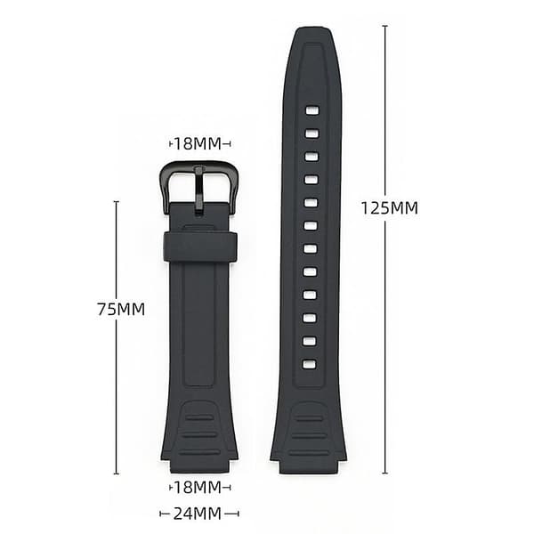 18MM Urrem til Casio W-800H F-91 W-218H Urrem Erstatning Sort Rem [RONg]