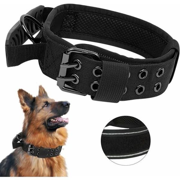 Tactical Dog Collar - K9 Model - Adjustable - Padded - Size L - Black [RONg]