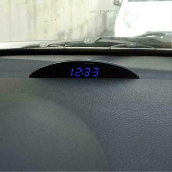 12V Digital LED Alarm Bil Elektronisk Bilklokke Voltmeter Termometer