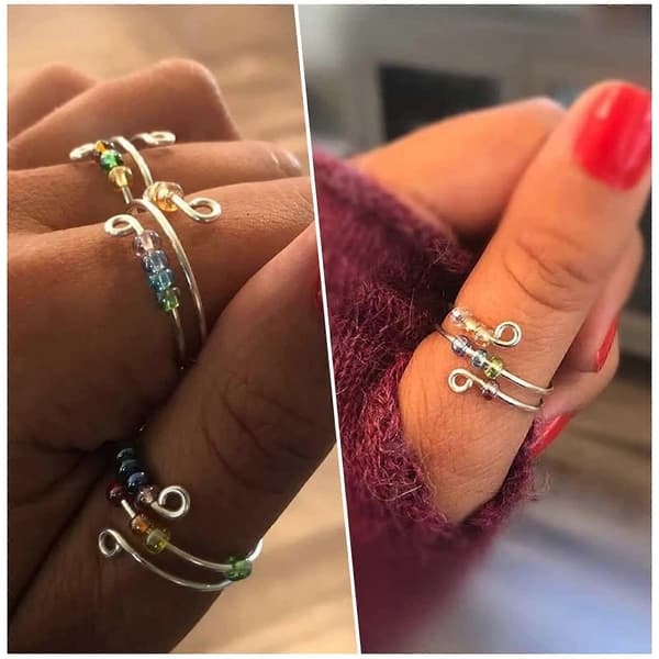 Til min datter Fidget Ring, Driv bort angsten din Regnbueperler Fidget Ring, Angstringer for kvinner Spinner[RONg]