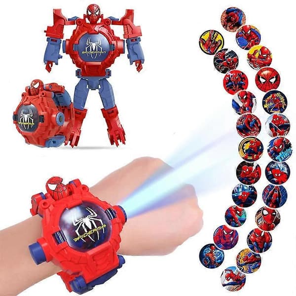 Barn Spiderman Projektionsklocka Robotklocka 24 Mönster Elektronisk Leksak