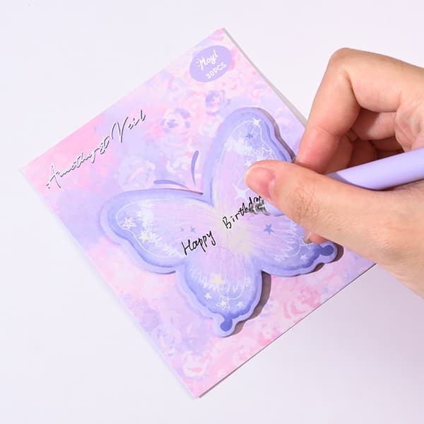 Sommerfugle-sticky notes – Søde dekorative klæbende huskesedler til studerende (30 ark, 3+1 bonus)