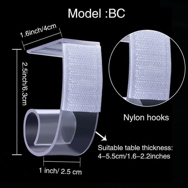 25 stk. borddugclips SMC Model Plastik borddugclips 3,8-5,1 cm med velcro til møder[RONg]