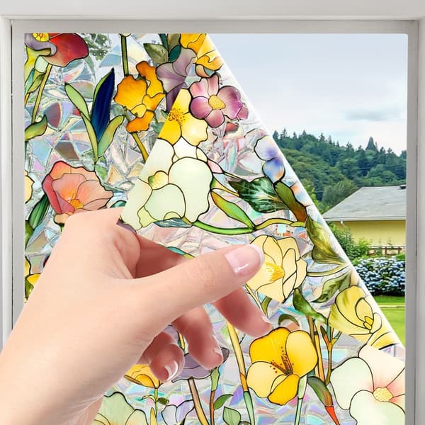 Retro blomstervindusdekor 43x100cm UV-beskyttet