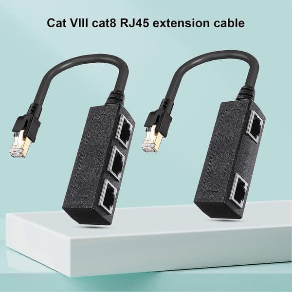 Cat8 Ethernet-jakaja 40 Gbps nopea 2000 MHz RJ45 1 uros 3 naaras LAN-sovitinkaapeli Cat5:lle