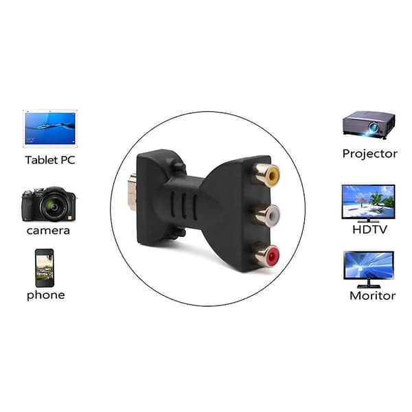 Hiborth HDMI-kompatibel han til 3 RCA hun komposit AV lydvideoadapterkonverter til TV