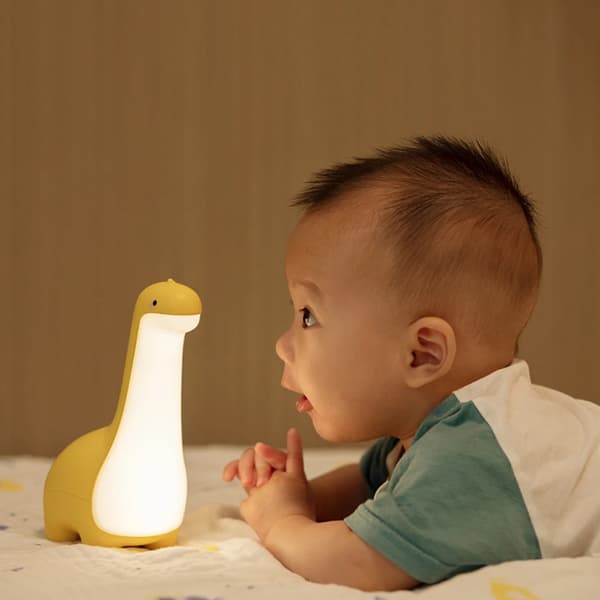 Søt dinosaur nattlys for barn, øyebeskyttelse, nattbordslampe, USB-lading, gave til barn gul [RONg]