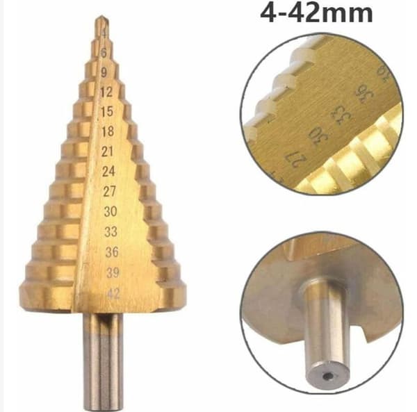 4-42mm Trinnkonisk Bor 14 Størrelser Høyhastighetsstål Rund Skaft Hullkutter [RONg]