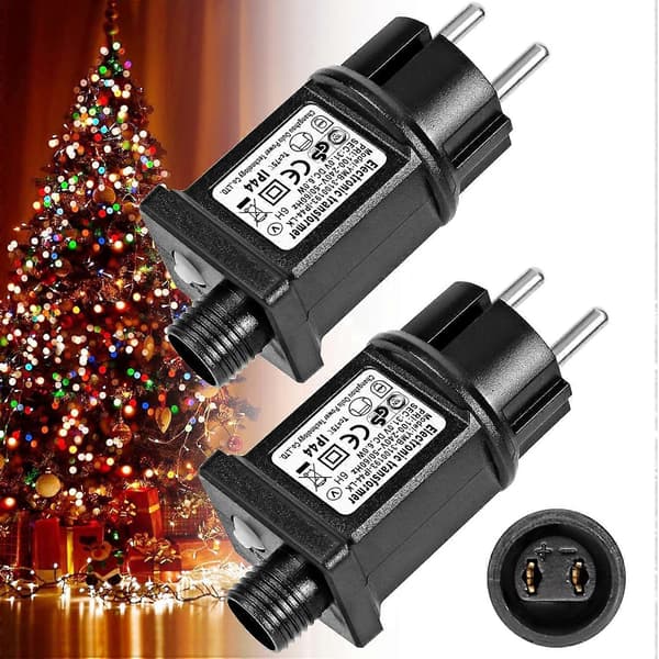 2 stk Transformator 24V 6W LED-strømforsyning, lavspent driveradapter blinker IP44 med 8 moduser, timer [RONg]