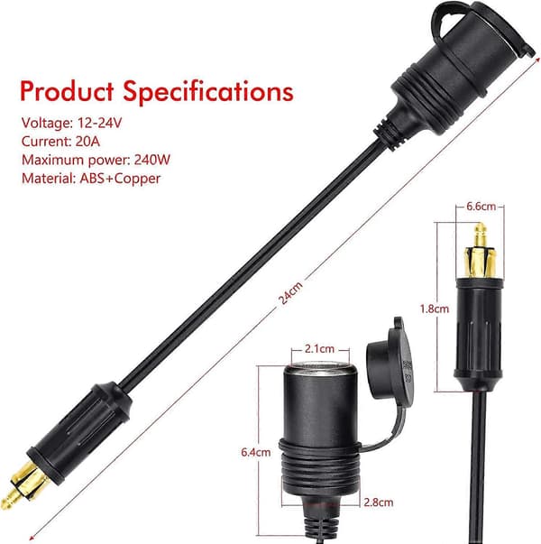 12v-24v hella(din) til standard sigarettenneruttak, hella(din) til adapter, sigarettenneradapter
