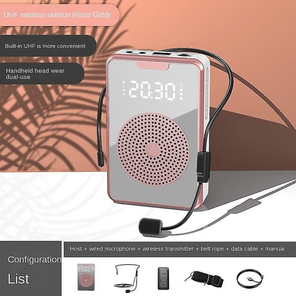 Trådløs stemmeforstærker Bluetooth mikrofonhøjttaler med mikrofonheadset til rejseguide - [RONg]