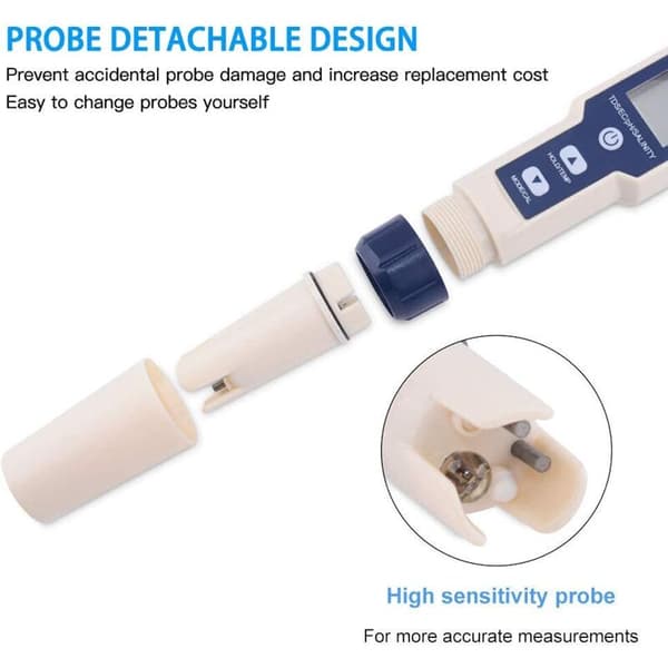 pH-meter, 5-i-1 pH/TDS/EC/ORP/temperaturtester, vandkvalitetsmonitor til swimmingpools, hydroponics, drikkevand