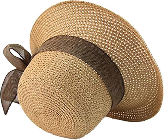 Solhat Sammenfoldelig Hat til Dame Kvinder Sommer Solhat Rullet Kant Strand Solhat [RONg] Khaki