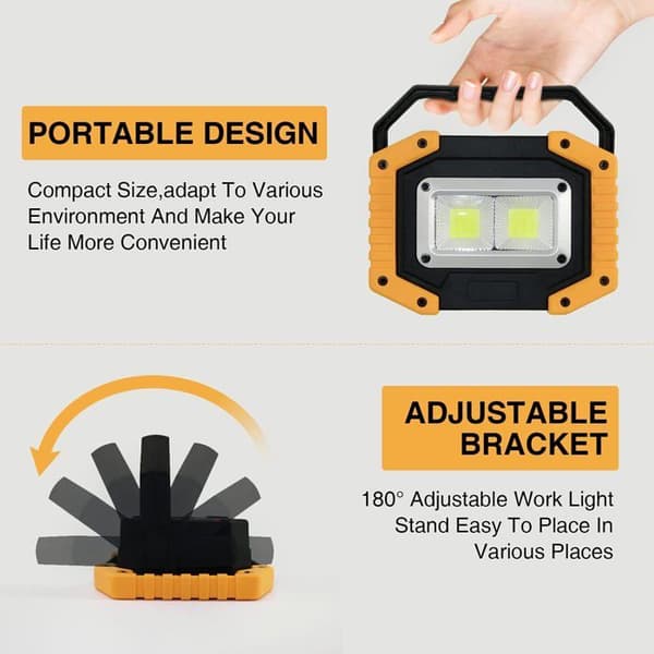 Work light - 30W rechargeable - 2000 lm - IP65 waterproof - 180° adjustable stand [RONg]