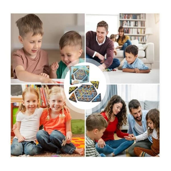 Triggle Game - Chain Triangle Game, ABS Peg Strategy Game, Elastic Triangle Game, 2 to 4 Players [RONg]