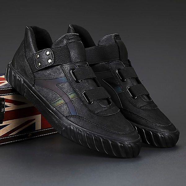 Nya Höga Vulcanize Slip On Herr Flat Mode Sneakers full black 38