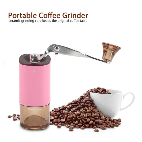 Bärbar Manuell Kaffekvarn Bönkvarn Keramisk Malningskärna Hemmakontor (Rosa)
