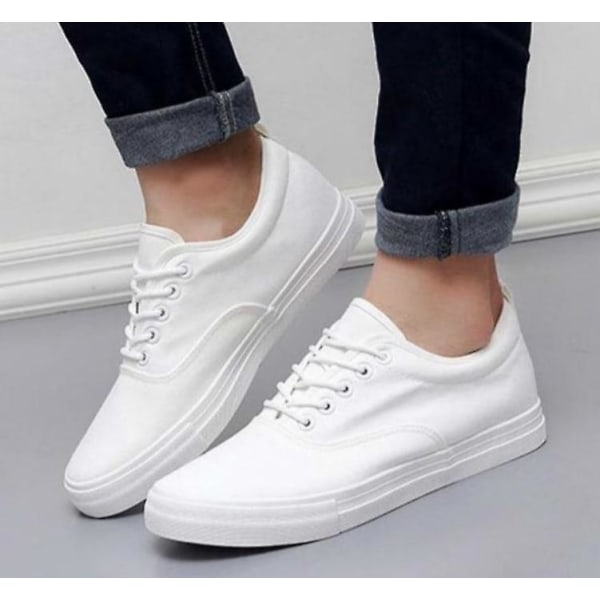 Herrmode Lace-up Flats Andas vulkaniserade sneakers white 8