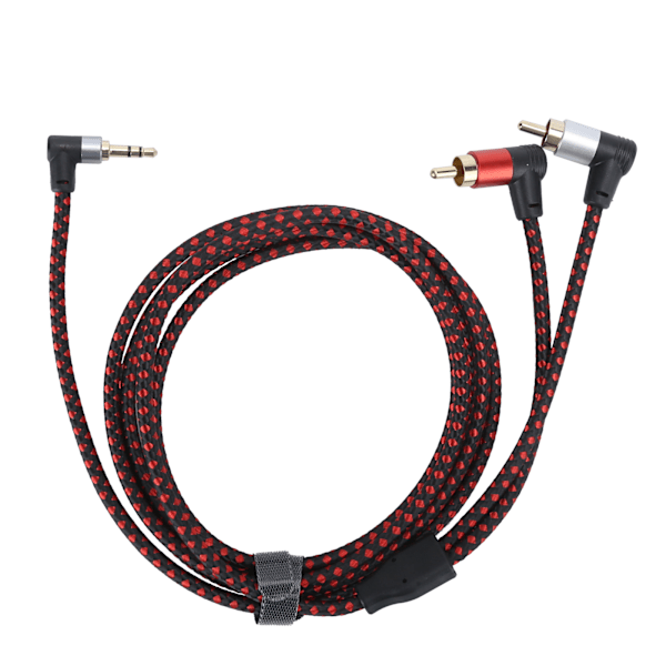 90° 3,5 mm hane till 2RCA hane ljudkabel ABS stereomikrofonkabel för DVD-högtalare 2m