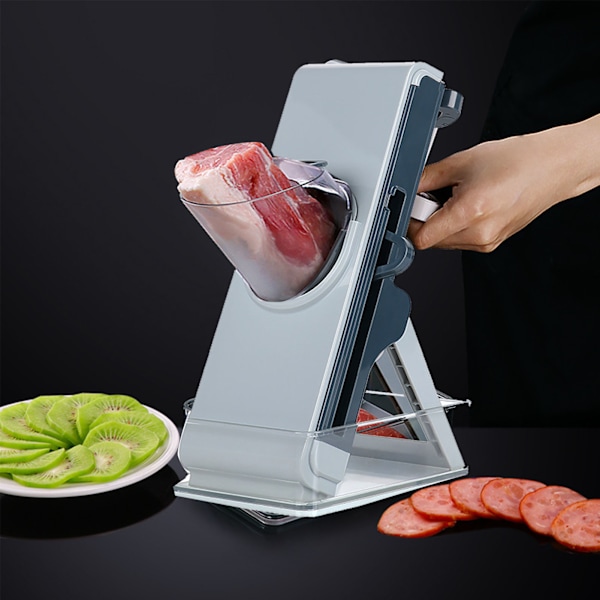 Multifunktionell grönsaksskärare med handpress, stående potatis- och lökhackare, säker grönsaks- och köttskärare, blå