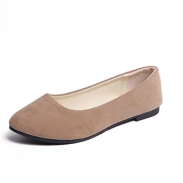 Faux Suede - Slip-on Balett, Flats Set-e Khaki 10
