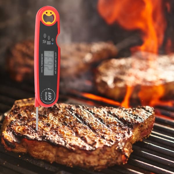 Vattentät Vikbar BBQ Probertermometer Digital Kök Matlagning Temperaturmätare Röd