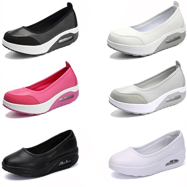 Flats Loafers- Grunda träningsskor, Slip-on Plattform, Balett Sneakers white-A 7