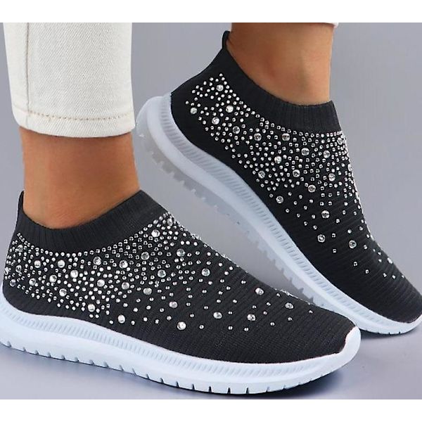 Sommarsneakers, Kristallmode Slip-on Skor gray 9