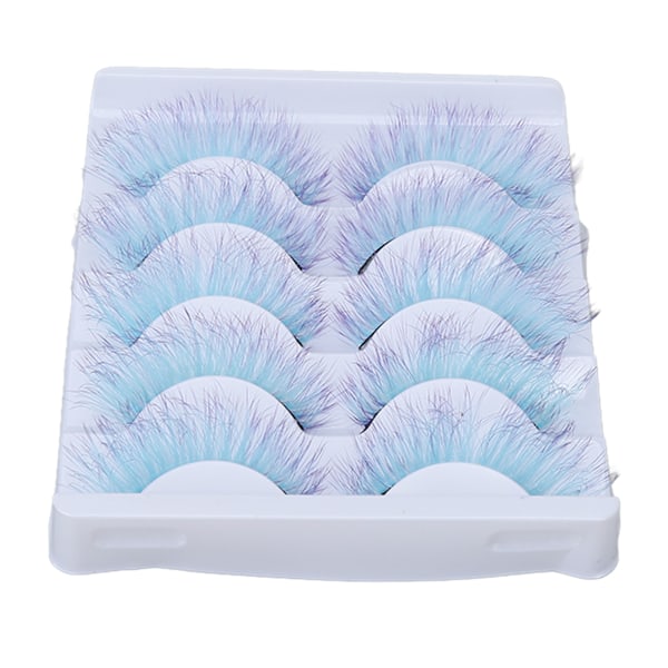 5 st Färgglada Ögonfransar Dramatiska Gradient Färg Lösögonfransar Fluffiga 3D Böjda Fake AG12