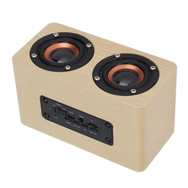 Trådlös Bluetooth-högtalare i trä, retro subwoofer AUX stereohögtalare för hemmet, surfplatta, bambuträfärg