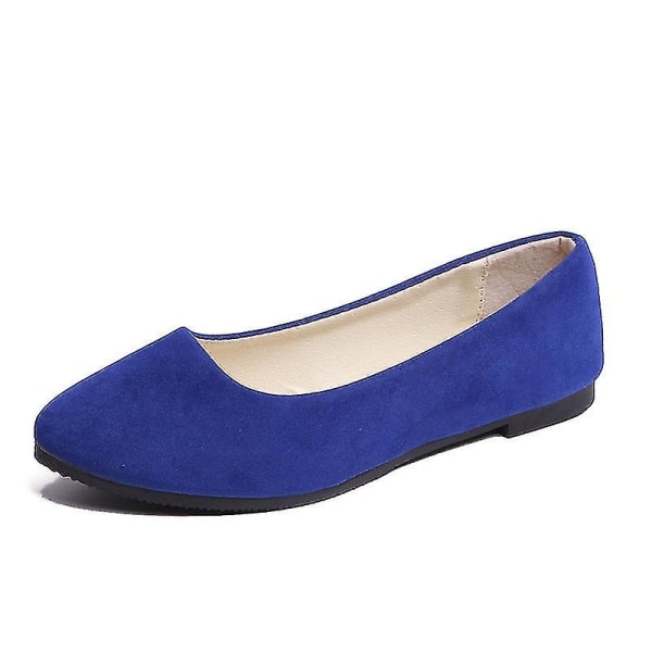 Slip-on platta skor för kvinnor, balettkläder i fuskmocka Royal Blue 12