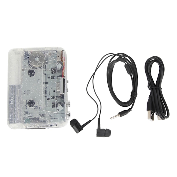 Kassett till MP3-omvandlare HiFi USB 2.0-gränssnitt Transparent skal Bärbar kassettbandspelare