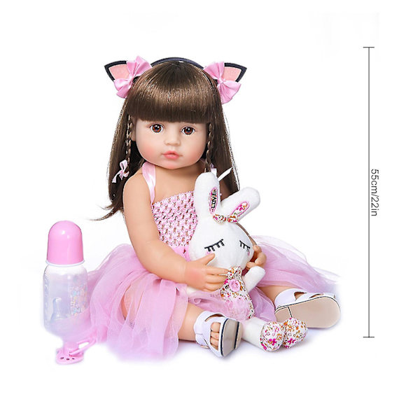 Märke 2023 Fullbody Mjuk Silikon Reborn Baby Girl Sovdocka Barn Födelsedagspresent Leksak Cosplay A