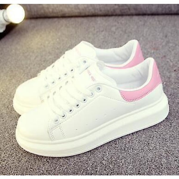 Spring- Wedges Platform Tennis, Casual Sneakers, Trainers Shoes Set-a white pink 39