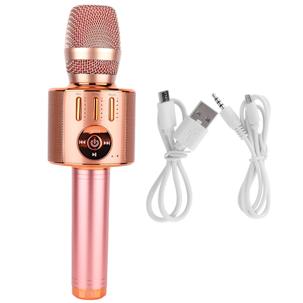 Bluetooth Mikrofon Trådlös Karaoke Maskin Handhållen Portabel Karaoke Mikrofon Högtalare Roséguld
