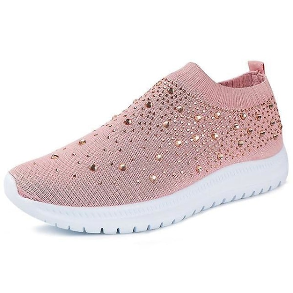 Kvinnor Kristall Mode Bling Sneakers Skor pink 9