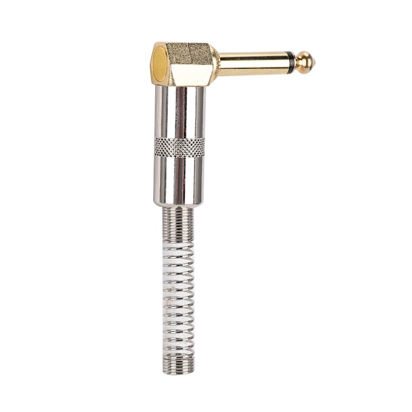 Guldpläterad 90 Graders Böjd Mono 6,35mm Hane Elektrisk Gitarr Mikrofonkabel Lödnings DIY Kontakt