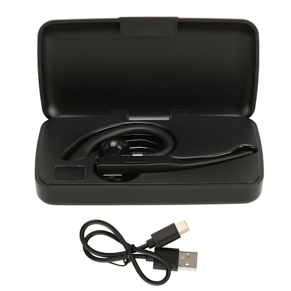 Trådlöst Bluetooth-öronsnäcka Handsfree Inbyggd Mikrofon Enkelsidig Bluetooth-headset med Laddningsfodral för Körning Affärer